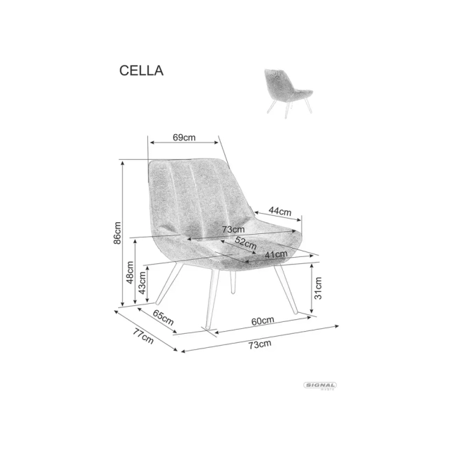 FOTEL CELLA BREGO CZARNY STELAŻ/ CURRY 68