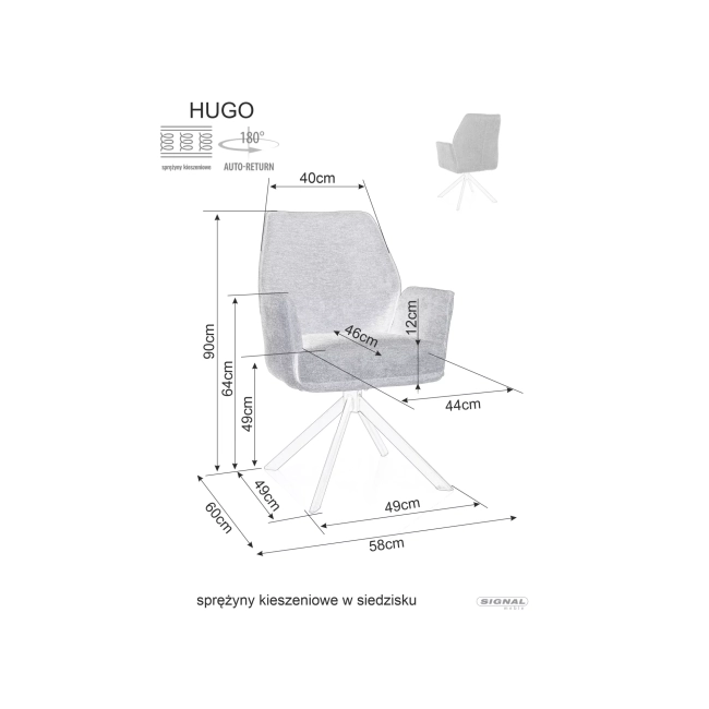 KRZESŁO HUGO BREGO CZARNY STELAŻ / C.SZARY 18