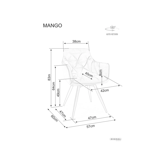 KRZESŁO MANGO VARDO CZARNY STELAŻ/C.BEŻ 35