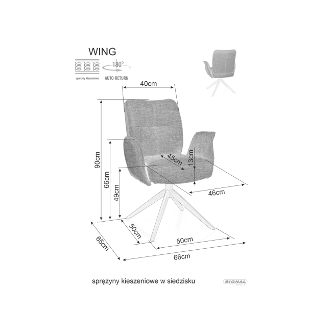 KRZESŁO WING BREGO CZARNY STELAŻ/J.BEŻ 31