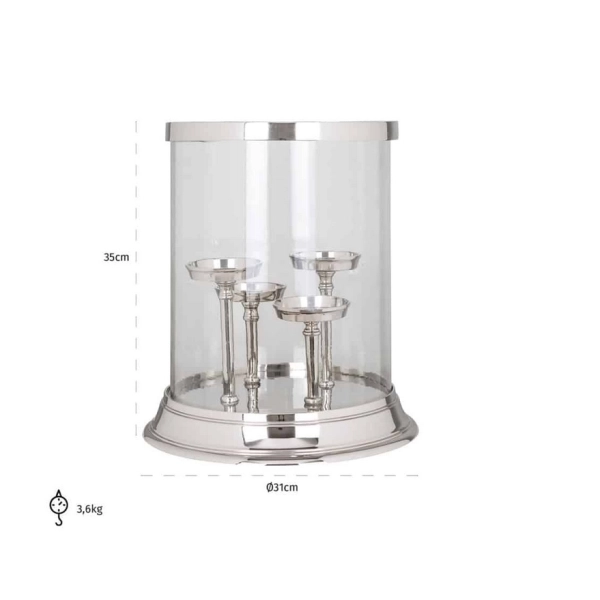 RICHMOND świecznik HURRICANE EVI 4 srebrny