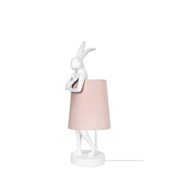 KARE lampa stołowa RABBIT 50 cm  biała / różowa