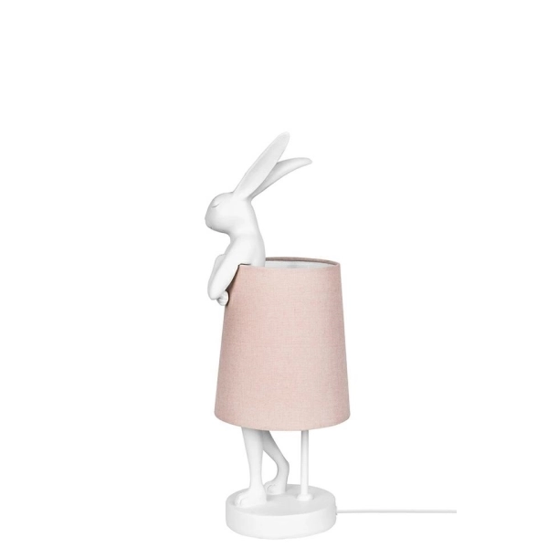 KARE lampa stołowa RABBIT 50 cm  biała / różowa