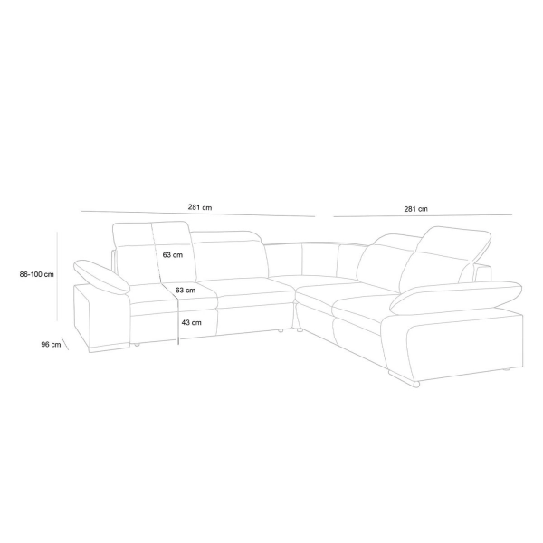 Narożnik CONTINENTAL M z funkcją spania - II grupa tkanin