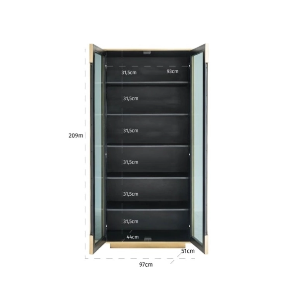 RICHMOND komoda FINSBURY 209 cm -         mosiądz, szkło, MDF