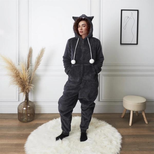 Kombinezon Onesie Kot rozmiar L szara