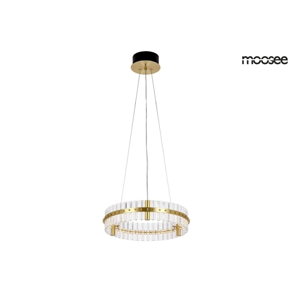 MOOSEE lampa wisząca SATURNUS 47 złota - LED, kryształ, stal szczotkowana