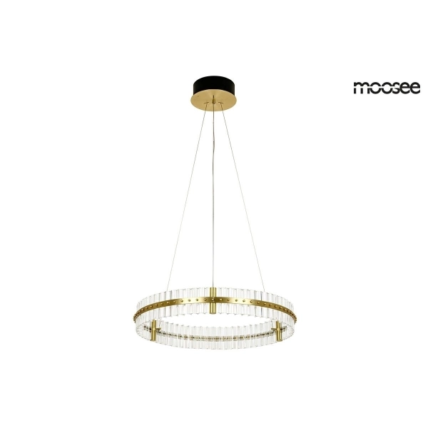 MOOSEE lampa wisząca SATURNUS 70 złota - LED, kryształ, stal szczotkowana