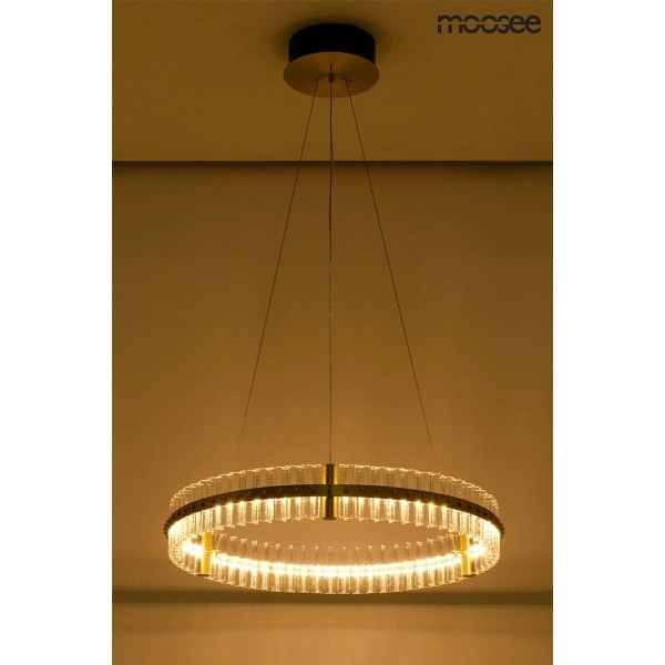 MOOSEE lampa wisząca SATURNUS 70 złota - LED, kryształ, stal szczotkowana