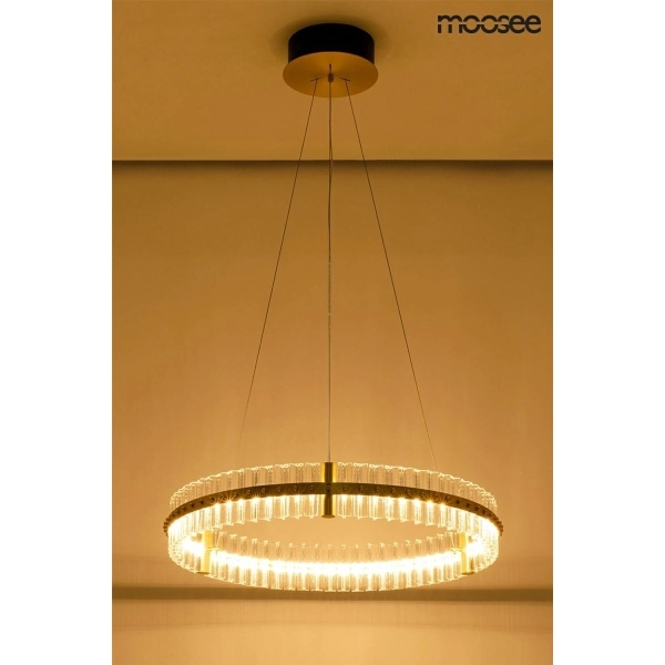 MOOSEE lampa wisząca SATURNUS 70 złota - LED, kryształ, stal szczotkowana