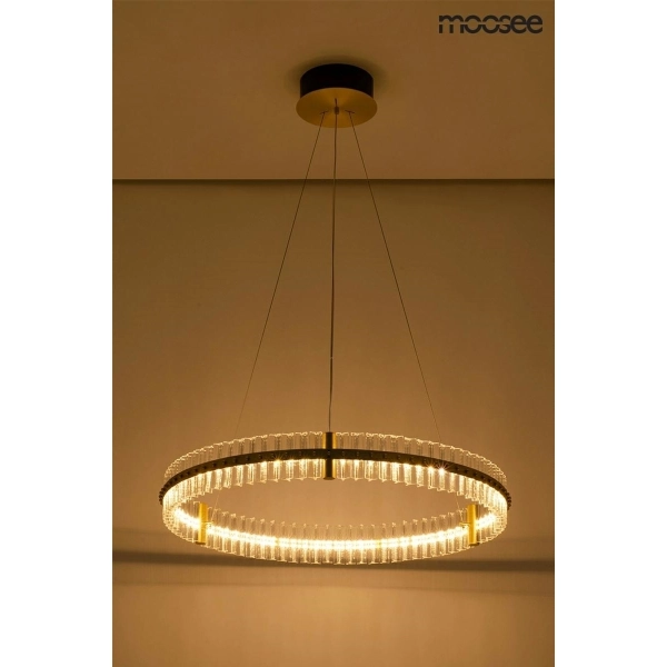 MOOSEE lampa wisząca SATURNUS 85 złota - LED, kryształ, stal szczotkowana