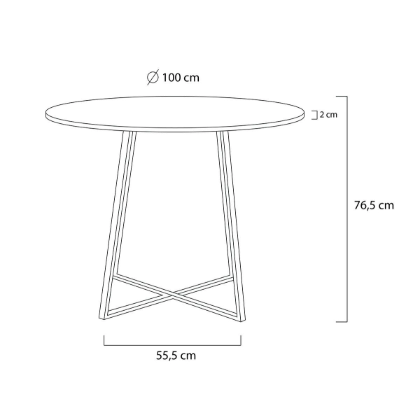 Stół CARAT 100 - MDF, złota podstawa