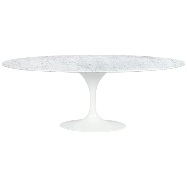 Stół TULIP ELLIPSE MARBLE CARRARA biały - blat owalny marmurowy, metal