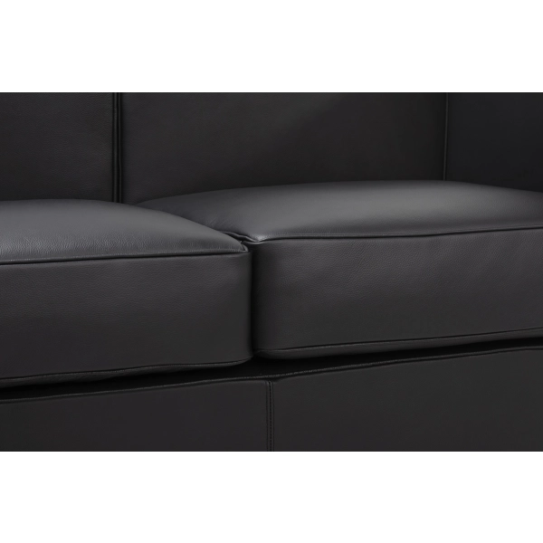 Sofa trzyosobowa SOFT LC2 czarna - włoska skóra naturalna, metal