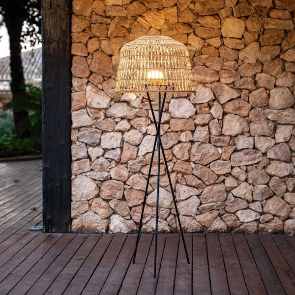 NEW GARDEN lampa podłogowa AMALFI 145 BATTERY NEGRO