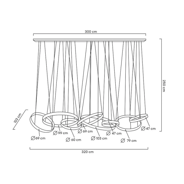 MOOSEE lampa wisząca LIBERTY LINE 8 złota