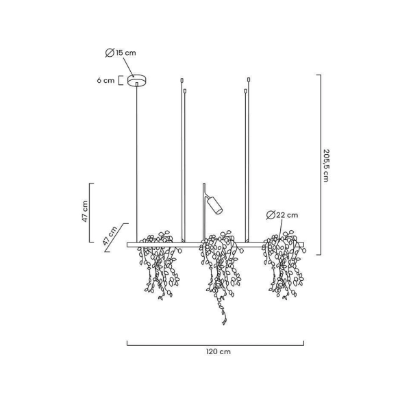 MOOSEE lampa wisząca PLANT LINE czarna