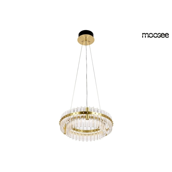 MOOSEE lampa wisząca SATURNUS 47 DUO złota - LED, kryształ, stal szczotkowana