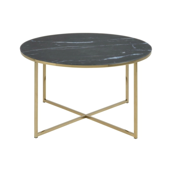 Stolik kawowy Alisma okrągły Gold/black marble