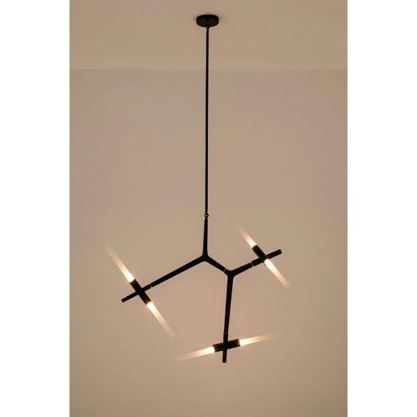 Lampa wisząca CANDELABR 6 czarna - aluminium, szkło