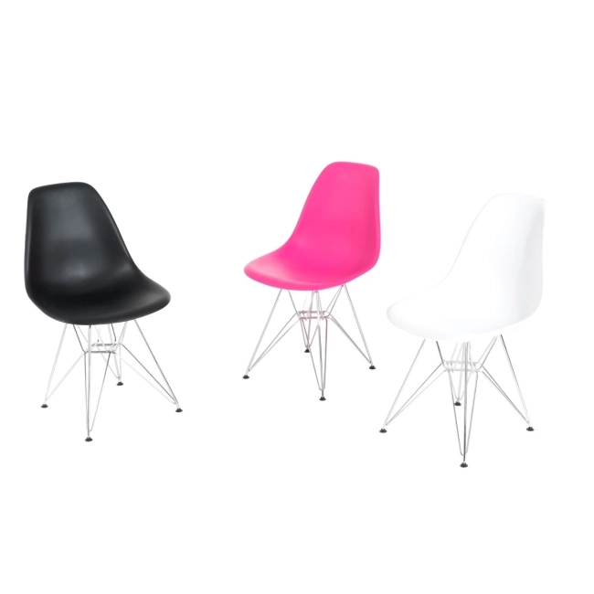Krzesło P016 PP dark pink, chromowane nogi