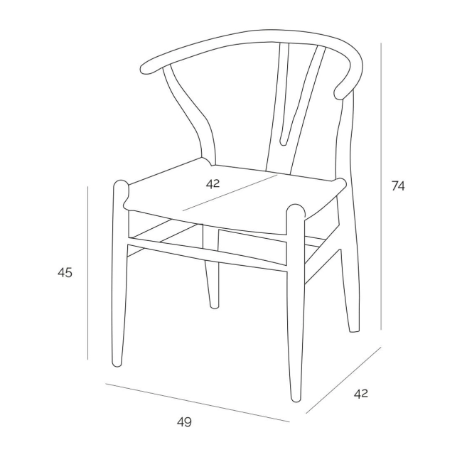 Krzesło Wicker Czarne czarny inspirowany Wishbone