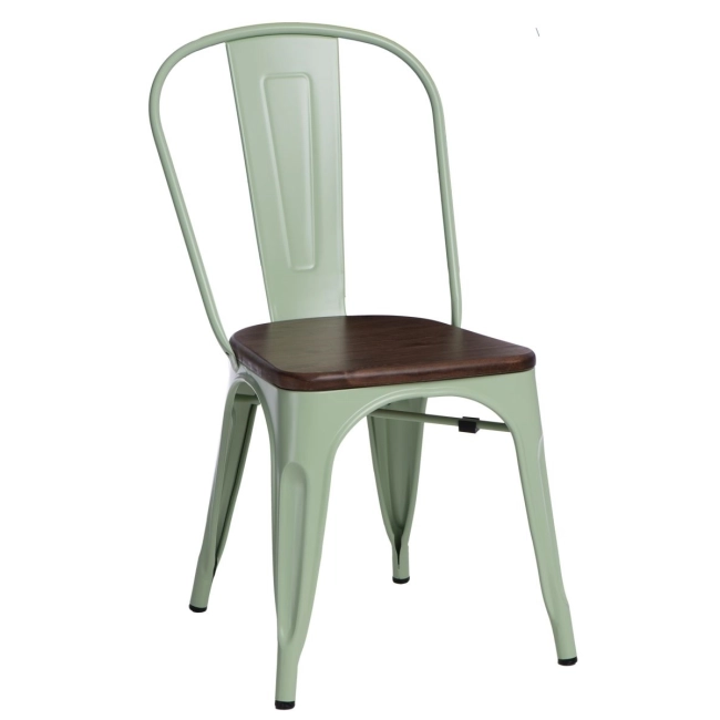 Krzesło Paris Wood zielone sosna orzech