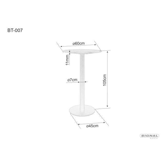 STÓŁ BAROWY BT-007 CZARNY/CZARNY FI60