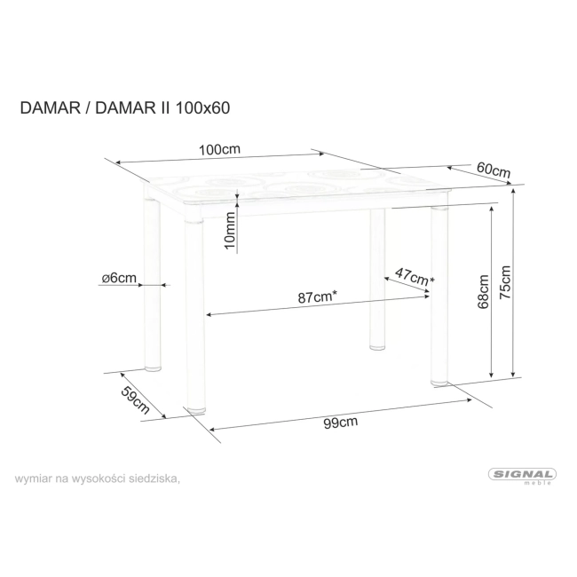 STÓŁ DAMAR ORZECH VINTAGE/CZARNY MAT 100X60