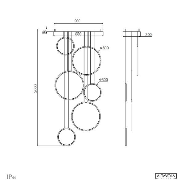 Lampa wisząca Ledowe Okręgi No.8 90cm 3k biała