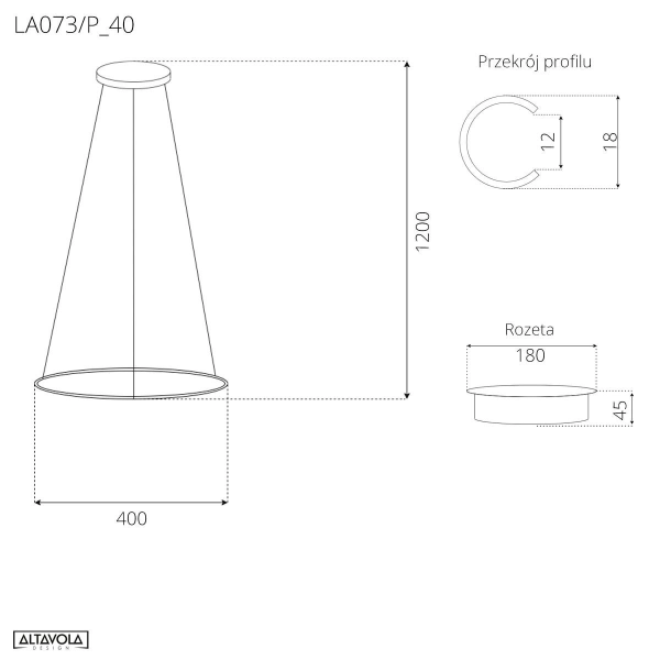 Lampa wisząca Ledowe Okręgi No.1 40 4k 21W czarna