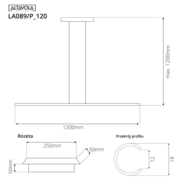 Lampa wisząca Linea No.1 120cm biała 3k 20W