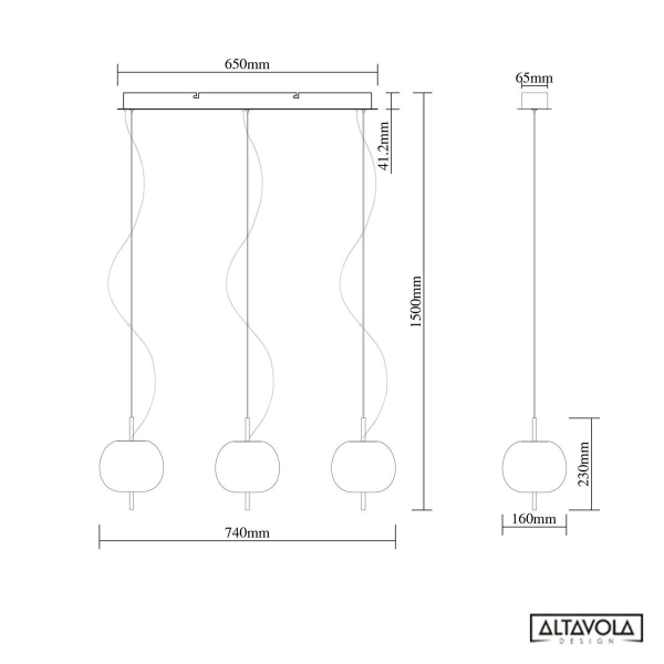 Złota lampa wisząca LED Apple CL3