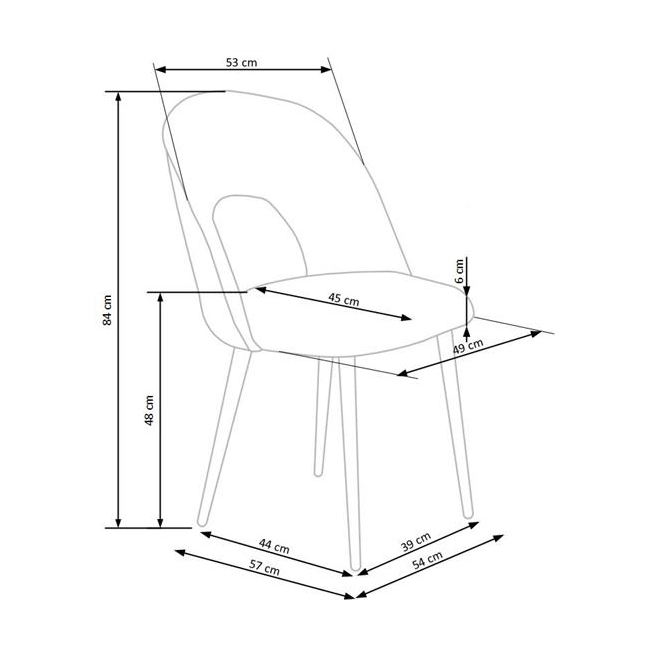 K384 krzesło popielaty / czarny (1p=4szt)-115807