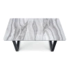 MARLEY stół rozkładany blat - biały marmur /  popielaty, nogi - czarny (2p=1szt)-117912