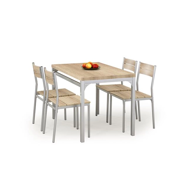 MALCOLM zestaw stół + 4 krzesła dąb sonoma