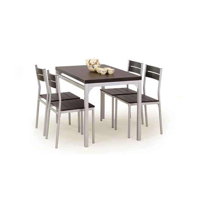 MALCOLM zestaw stół + 4 krzesła wenge
