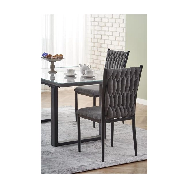 MARLEY stół rozkładany blat - biały marmur /  popielaty, nogi - czarny (2p=1szt)-117907