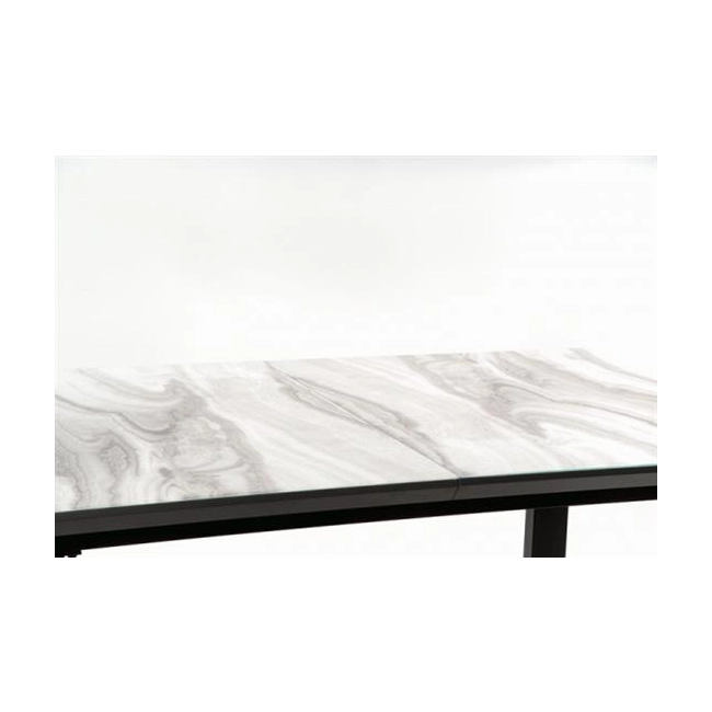 MARLEY stół rozkładany blat - biały marmur /  popielaty, nogi - czarny (2p=1szt)-117908