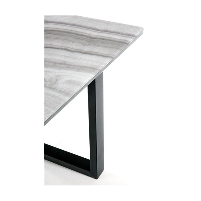 MARLEY stół rozkładany blat - biały marmur /  popielaty, nogi - czarny (2p=1szt)-117909
