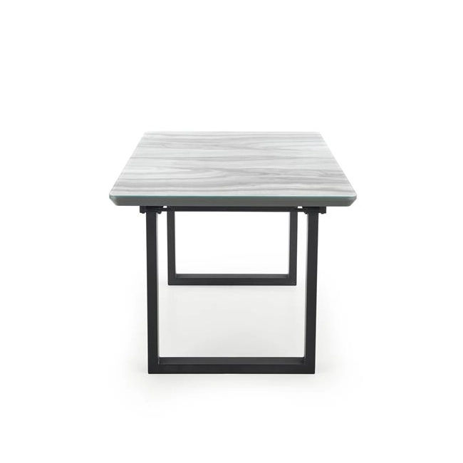 MARLEY stół rozkładany blat - biały marmur /  popielaty, nogi - czarny (2p=1szt)-117911