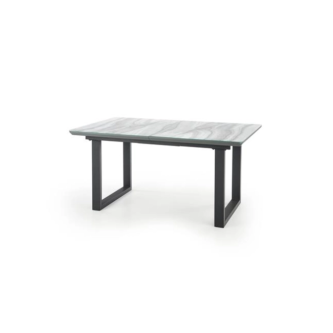 MARLEY stół rozkładany blat - biały marmur /  popielaty, nogi - czarny (2p=1szt)-117913