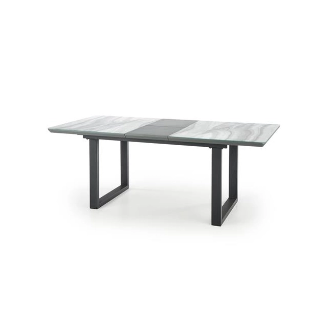 MARLEY stół rozkładany blat - biały marmur /  popielaty, nogi - czarny (2p=1szt)-117914