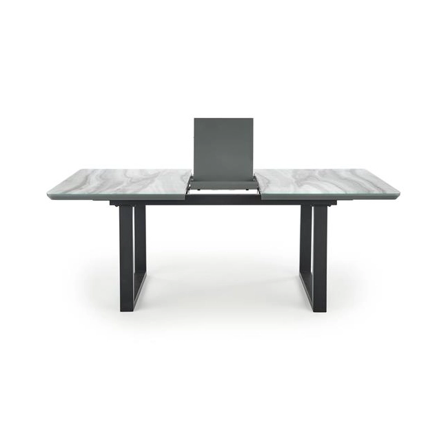 MARLEY stół rozkładany blat - biały marmur /  popielaty, nogi - czarny (2p=1szt)-117915