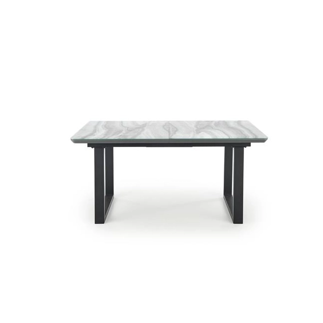 MARLEY stół rozkładany blat - biały marmur /  popielaty, nogi - czarny (2p=1szt)-117916