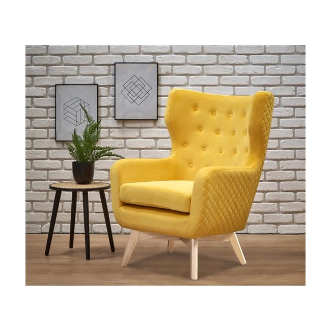 MARVEL fotel wypoczynkowy żółty / naturalny-117976