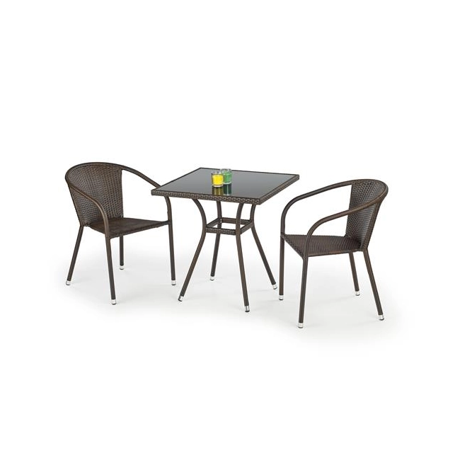 MOBIL stół ogrodowy, kolor: szkło - czarny, ratan - c.brąz (1p=1szt)
