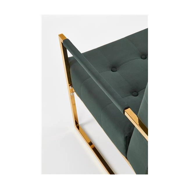 PRIUS fotel wypoczynkowy, tapicerka velvet- ciemny zielony, stelaż - złoty-119045