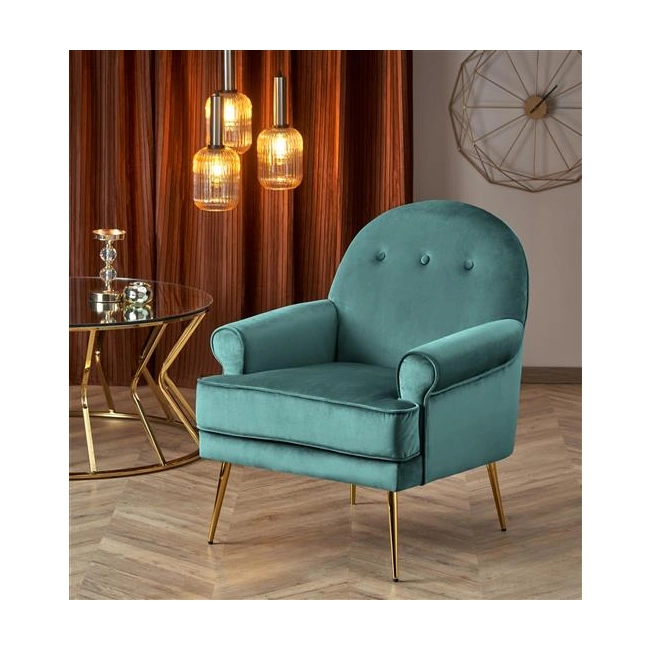 SANTI fotel wypoczynkowy ciemny zielony / złoty (1p=1szt)-119566