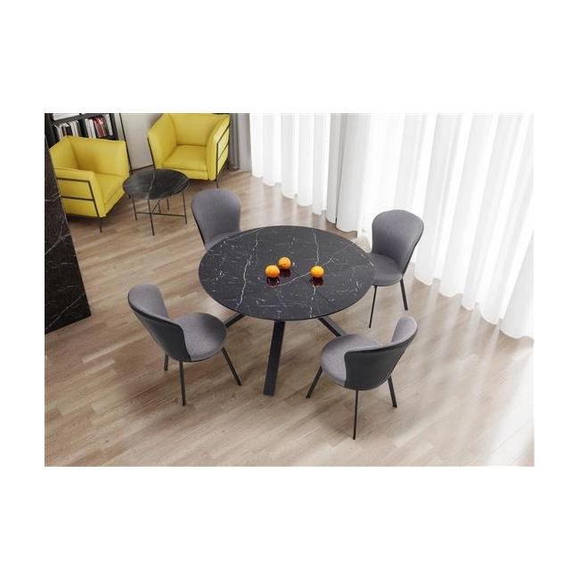 VERTIGO stół rozkładany, blat - czarny marmur, nogi - czarny (2p=1szt)-120550